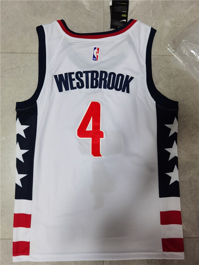 Men Washington Wizards #4 Westbrook White Game 2021 Nike NBA Jersey